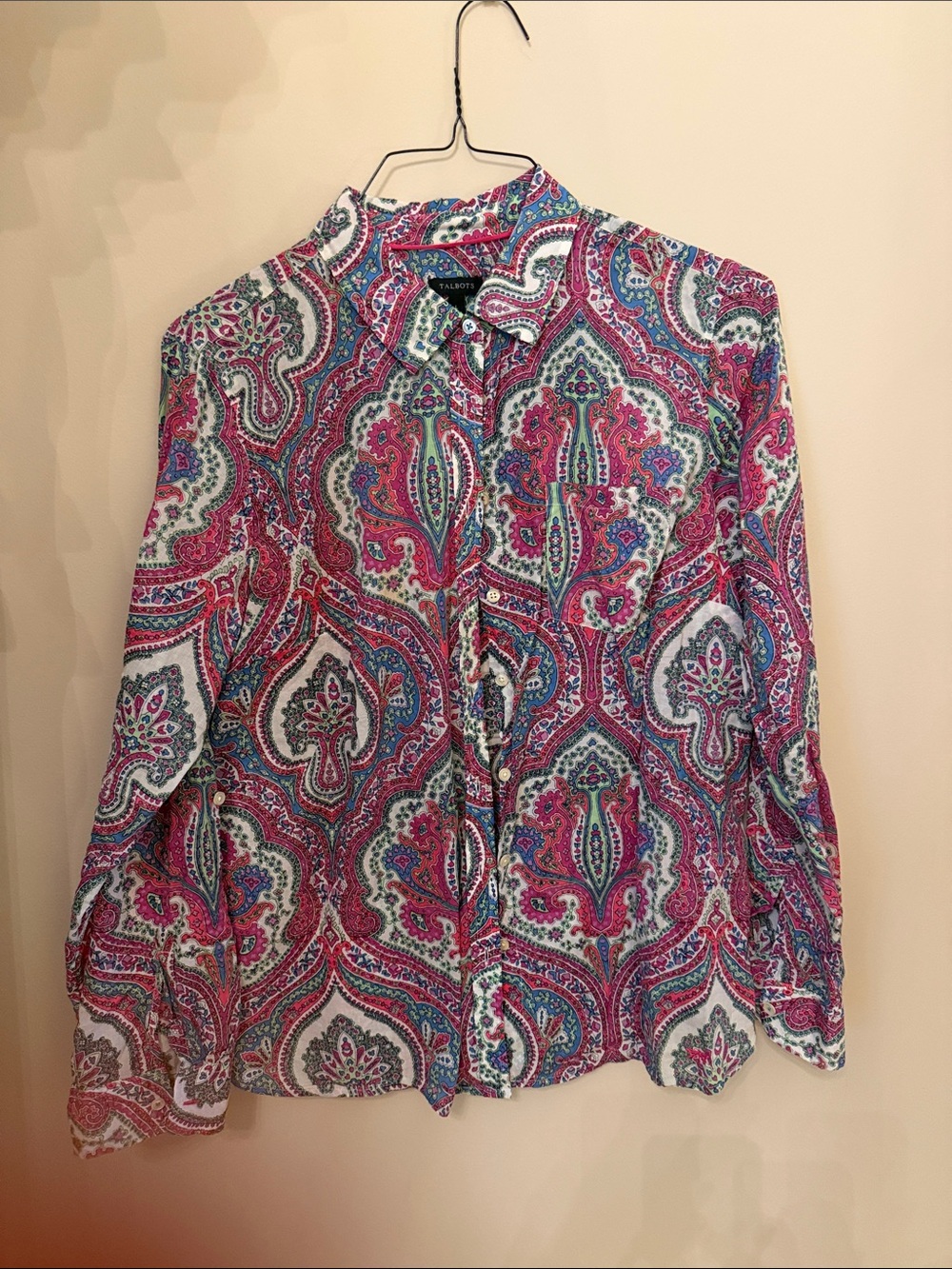 Talbots Pink Paisley Button-Down Shirt